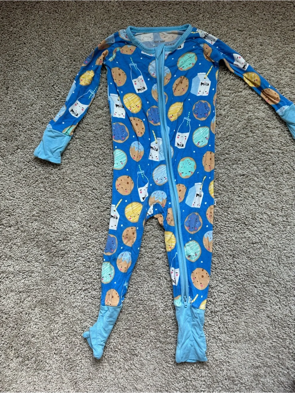 Little Sleepies Blue Milk & Cookies Footed One-Piece